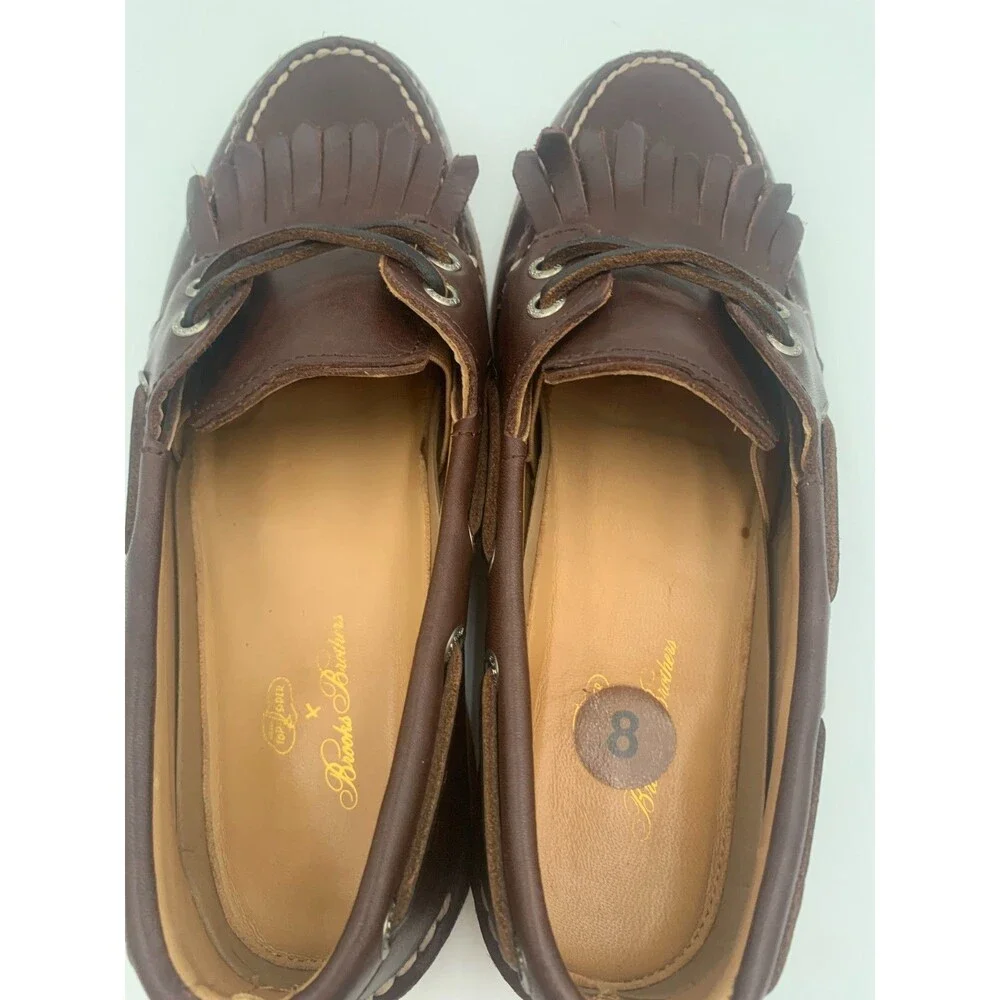 Sperry X Brooks Brothers Boat Shoes Mens Size 8 Brown Kiltie Top Siders Leather